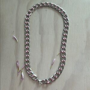 Silver and Pink Chain Necklace